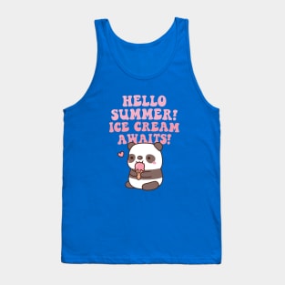 Cute Panda Hello Summer Ice Cream Awaits Tank Top